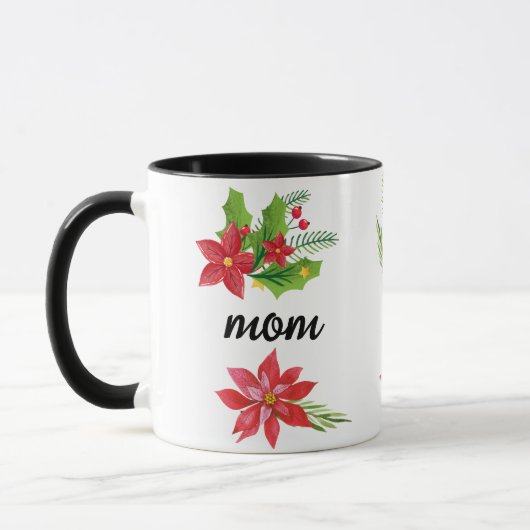 Mug Noël Écriture Holly Noir Maman Noir (Gauche)