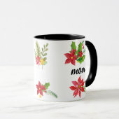 Mug Noël Écriture Holly Noir Maman Noir (Devant droit)