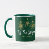Mug Noël Élégant C'Est La Saison Vert Or, Blanc (Gauche)