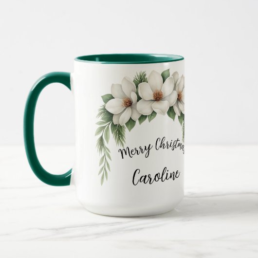 Mug Noël Elégant hiver Floral cadeau de vacances (Gauche)