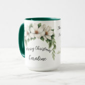 Mug Noël Elégant hiver Floral cadeau de vacances (Devant gauche)