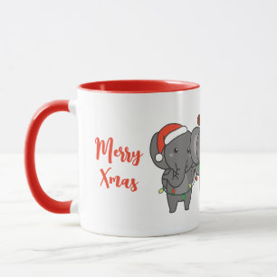 Mug Noël Eléphant Animaux de Noël Mignonne Enveloppeme