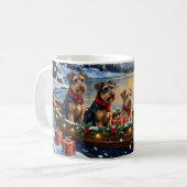 Mug Noël en bateau avec Airedale Terrier (Devant gauche)