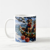 Mug Noël en bateau avec Airedale Terrier (Gauche)