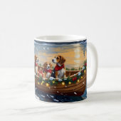 Mug Noël en bateau avec Beagle (Devant droit)