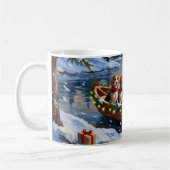 Mug Noël en bateau avec Beagle (Gauche)