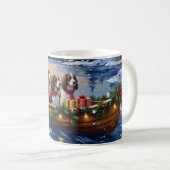 Mug Noël en bateau avec Springer Spaniel (Devant droit)