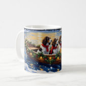 Mug Noël en bateau avec Springer Spaniel (Devant gauche)