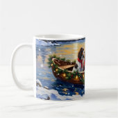Mug Noël en bateau avec Springer Spaniel (Gauche)