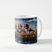 Mug Noël en bateau avec un Brittany Spaniel (Devant droit)