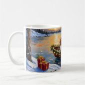 Mug Noël en bateau avec un Brittany Spaniel (Gauche)