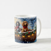 Mug Noël en bateau avec un Cocker Spaniel (Devant droit)