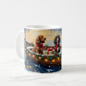 Mug Noël en bateau avec un Cocker Spaniel (Devant gauche)