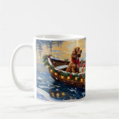 Mug Noël en bateau avec un Cocker Spaniel (Gauche)