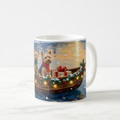 Mug Noël en bateau avec Yorkipoo (Devant droit)
