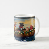 Mug Noël en bateau pour Pitbull (Devant droit)