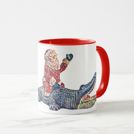 Mug Noël en Floride Santa Claus équitation Alligator (Devant droit)