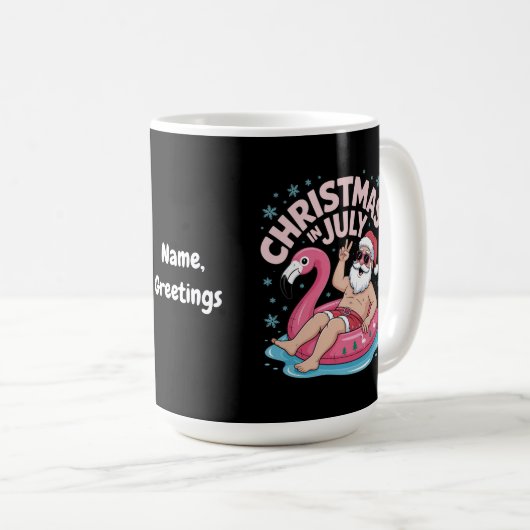 Mug Noël en juillet Père Noël Flamant rose Drôle Noël  (Devant droit)