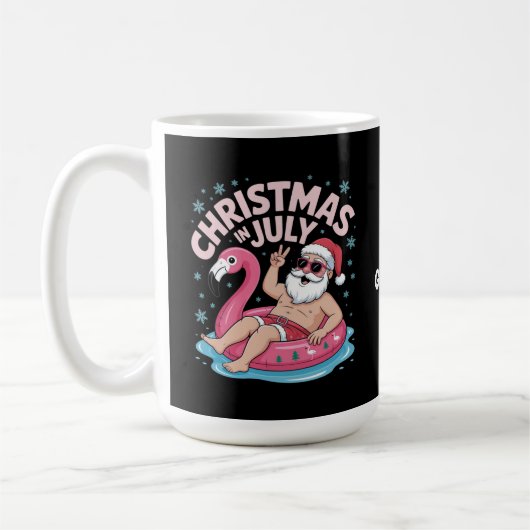Mug Noël en juillet Père Noël Flamant rose Drôle Noël  (Gauche)