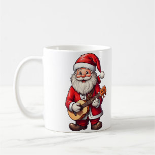 Mug Noël esthétique Santa jouant de la musique d'ukulé