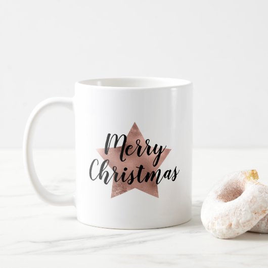 Mug Noël étoile or rose moderne (Avec donut)