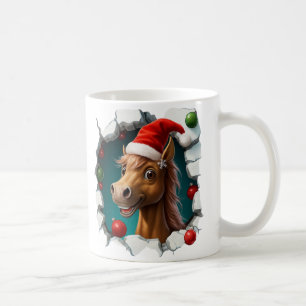 Mug Noël festif avec un design de cheval joyeux