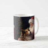 Mug Noël festif de Shetland Sheepdog Père Noël (Devant droit)