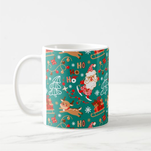 Mug Noël festif Père Noël et rennes (Gauche)