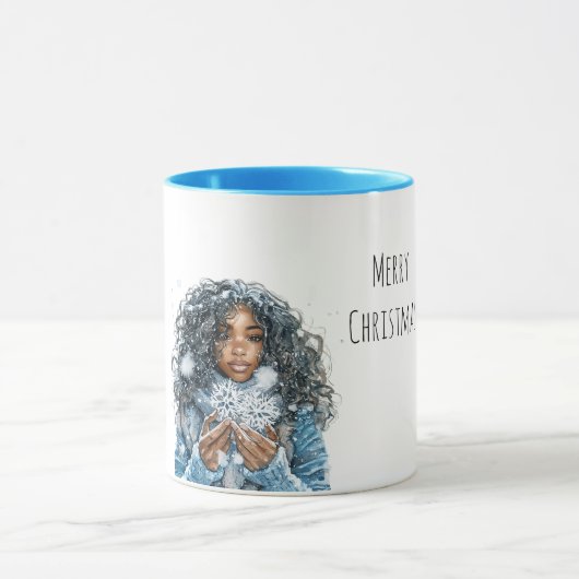 Mug Noël flocon de neige féminin noir (Centre)