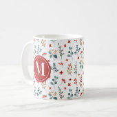 Mug Noël Floral Eucalyptus Berries Monogramme (Devant gauche)
