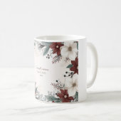 Mug Noël floral personnalisé rouge et blanc (Devant droit)