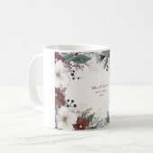 Mug Noël floral personnalisé rouge et blanc (Devant gauche)