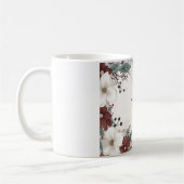 Mug Noël floral personnalisé rouge et blanc (Gauche)