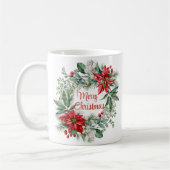 Mug Noël Floral Poinsettia Wreath Joyeux Noël (Gauche)