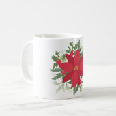 Mug Noël Floral Rouge Poinsettia (Devant gauche)