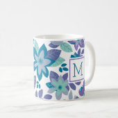Mug Noël Floral Turquoise Purple vacances (Devant droit)