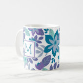 Mug Noël Floral Turquoise Purple vacances (Devant gauche)