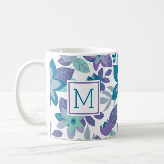 Mug Noël Floral Turquoise Purple vacances (Gauche)