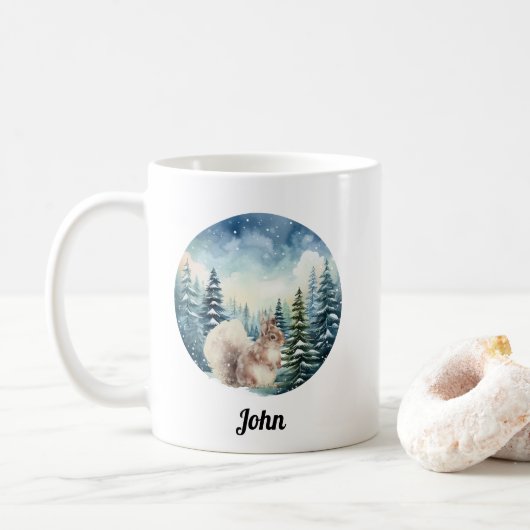 Mug Noël Forêt de montagne Écureuil (Avec donut)