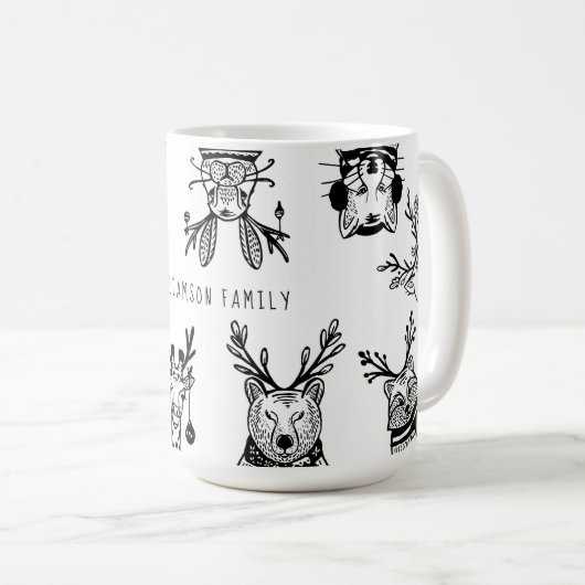 Mug Noël Forêt forestière Animaux de famille Caractère (Devant droit)