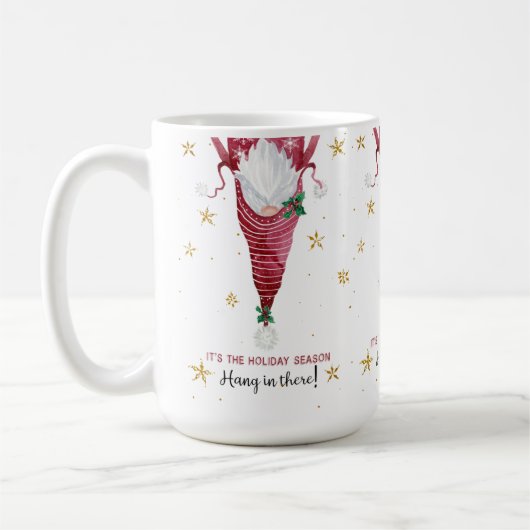 Mug Noël Gnome Drôle Hang in There Snowflakes (Gauche)