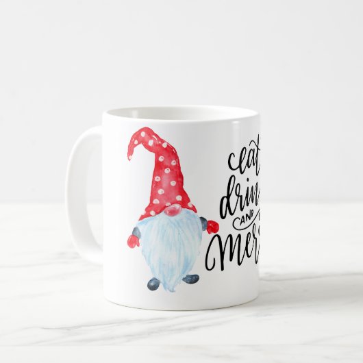 Mug Noël Gnome Manger Boire Soyez Joyeux (Devant gauche)