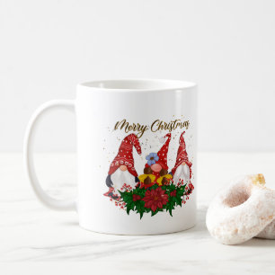Mug Noël Gnomes Poinsettia Whimsical Woodland