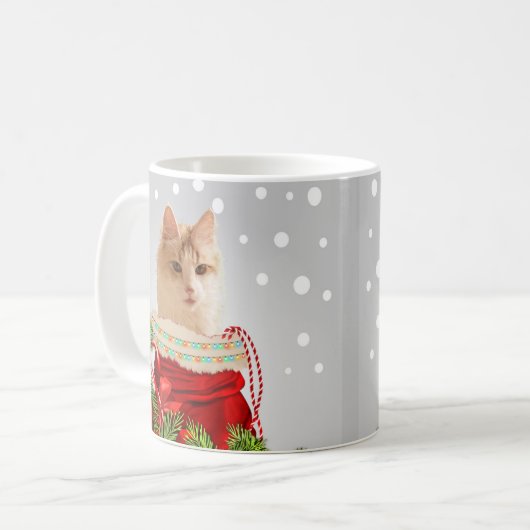 Mug Noël gris chat (Devant gauche)