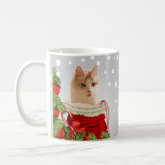 Mug Noël gris chat (Gauche)