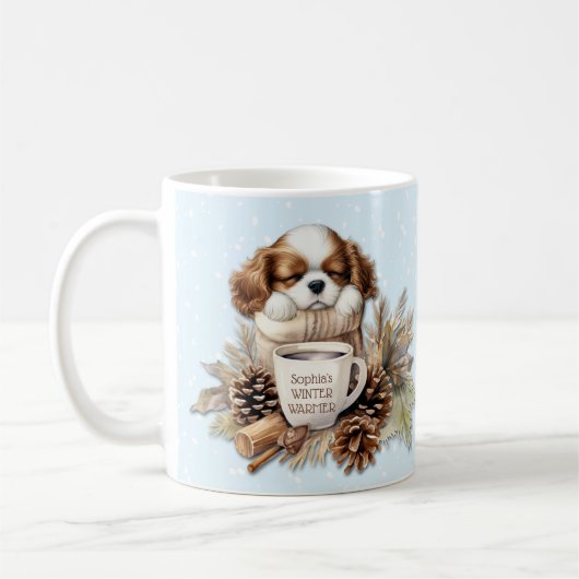 Mug Noël Hiver Cavalier King Charles Chien Chien Chien (Gauche)