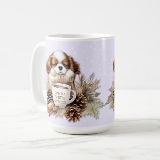 Mug Noël hiver Cavalier King Charles Chien Grand (Devant gauche)