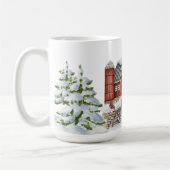 Mug Noël Hiver Grange Snowman Trees Oiseau Rouge Neige (Gauche)