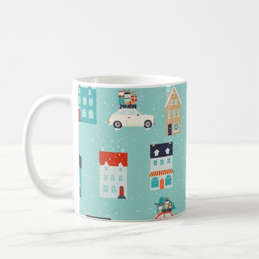 Mug Noël Hiver Maisons Rouge (Gauche)