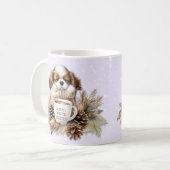 Mug Noël hiver violet Cavalier King Charles Chien (Devant gauche)